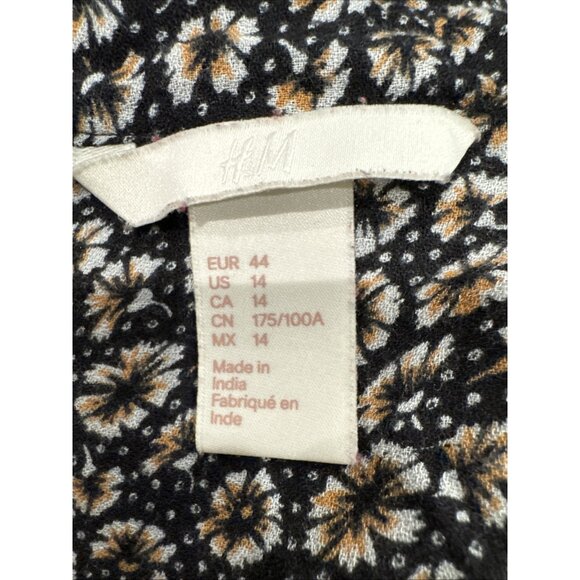 H&M Womens Black & White Floral Blouse Size 14 - Picture 5 of 9
